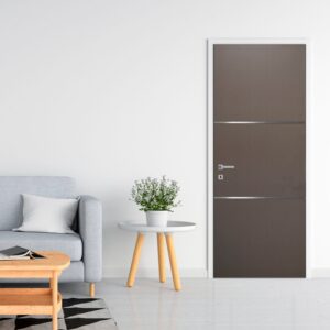 Puerta de Acero 2 Soleras Horizontales Chocolate 90cm