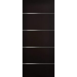 Puerta de Acero 4 Soleras de Aluminio Horizontales Chocolate 90cm