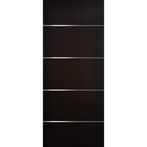 Puerta de Acero 4 Soleras de Aluminio Horizontales Chocolate 90cm