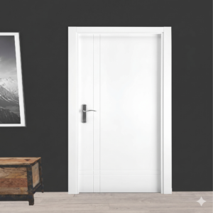 Puerta de Acero con 2 Líneas Verticales Izquierda Blanca 90cm