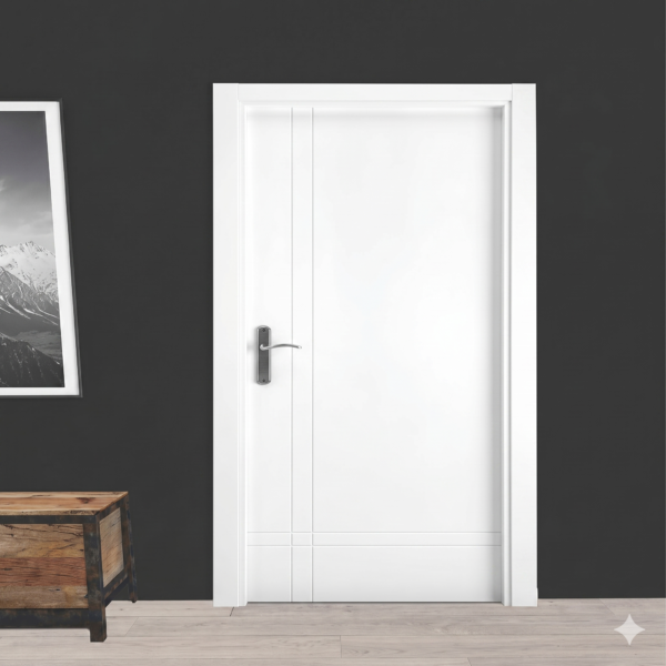 Puerta de Acero con 2 Líneas Verticales Izquierda Blanca 90cm