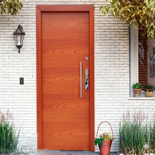 Puerta de Acero Acabado Madera 90cm