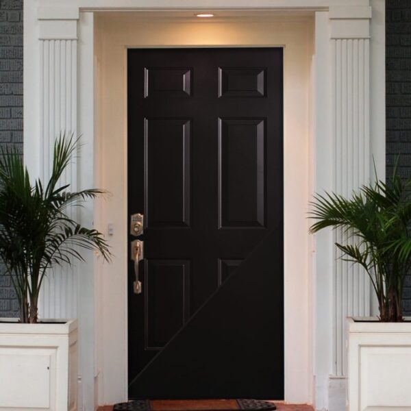 Puerta de Acero 6 Paneles Color Chocolate 90cm