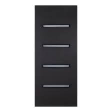 Puerta de Acero 4 Vitrales Horizontales Chocolate 90CM