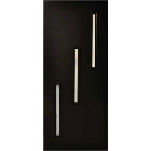 Puerta de Acero 3 Vitrales Verticales Chocolate 90cm